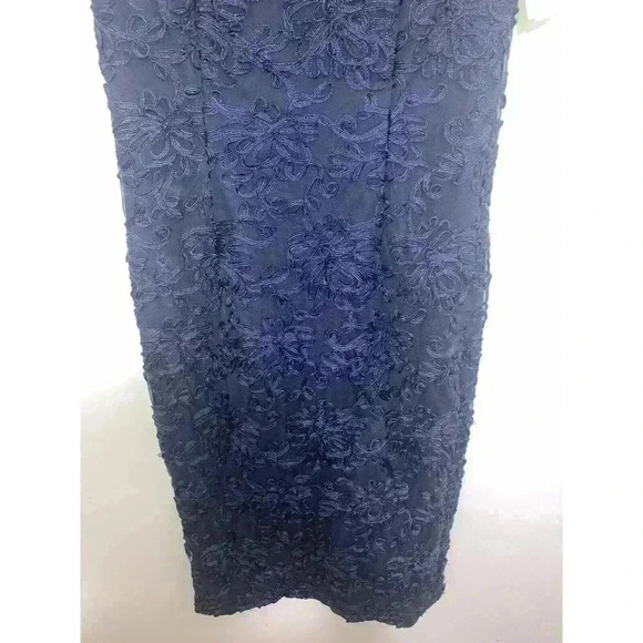 JS COLLECTION Embroidered Soutache Cocktail Sheath Dress Navy Size 4 - Picture 4 of 12
